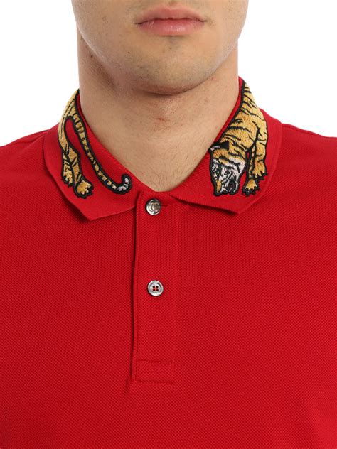 gucci tiger patch polo shirt